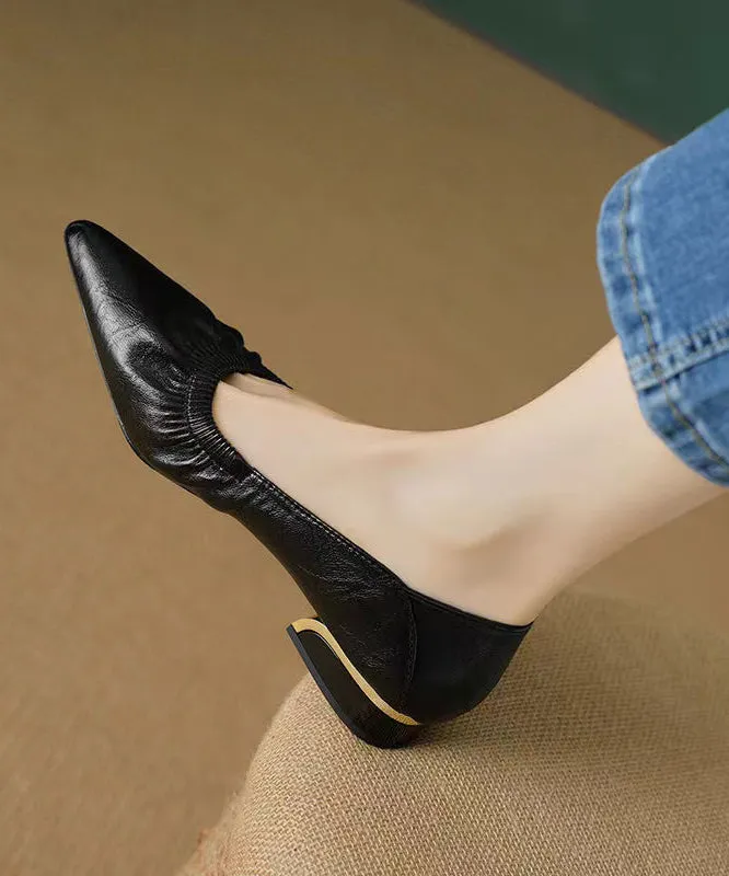 Black Leather Flats