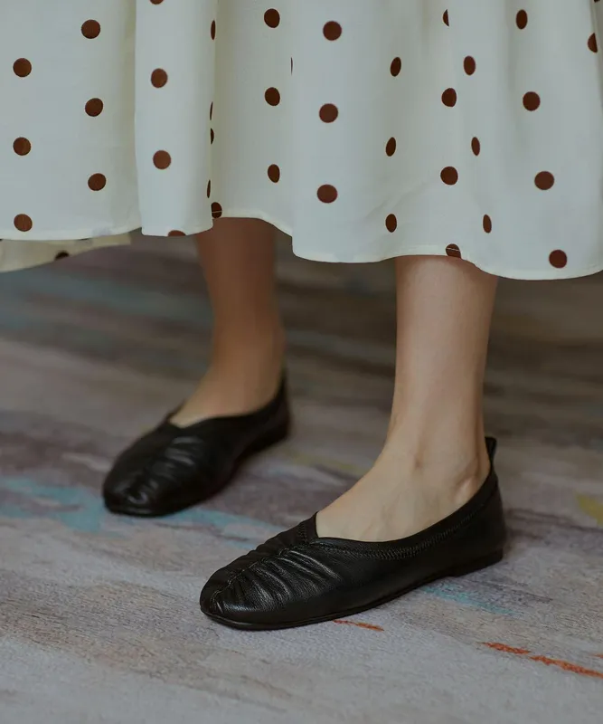 Black Leather Pointed Flats