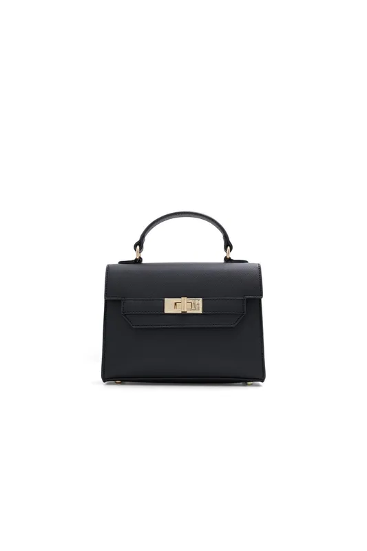 Black Leather Top Handle Bag