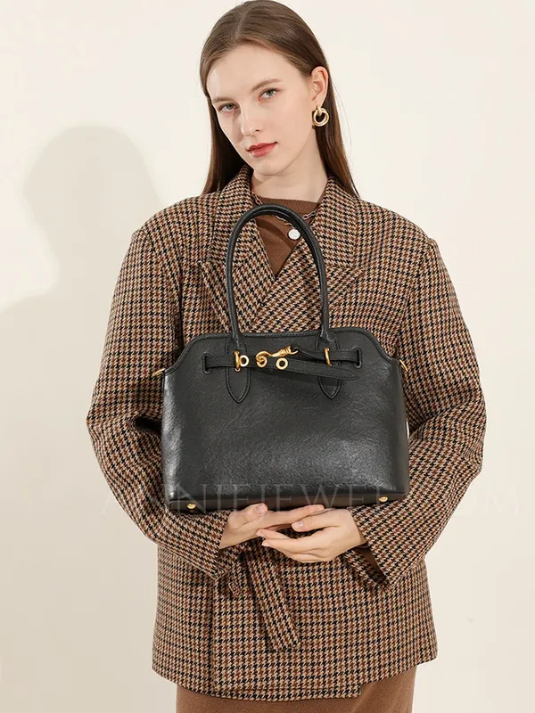 Black Leather Tote Medium