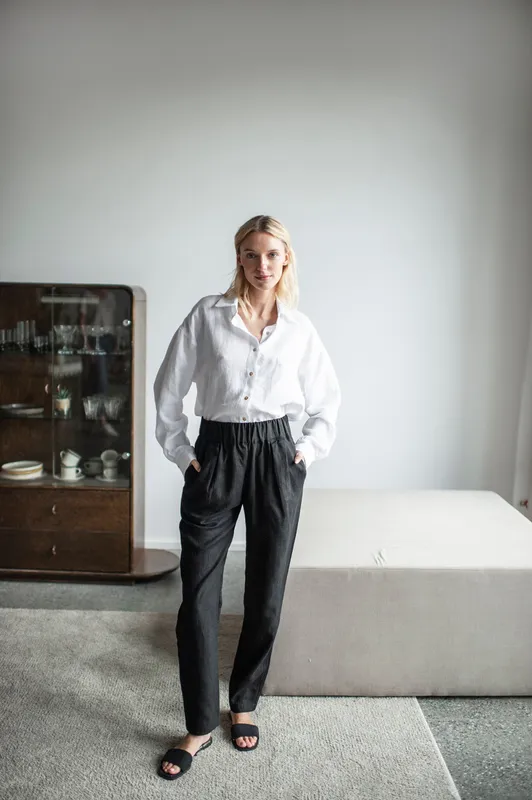Black Linen Trousers