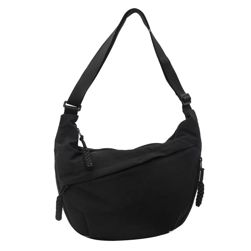 Black Nylon Crescent Bag