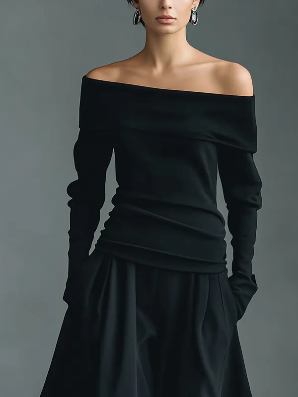 Black Off-the-shoulder Knit