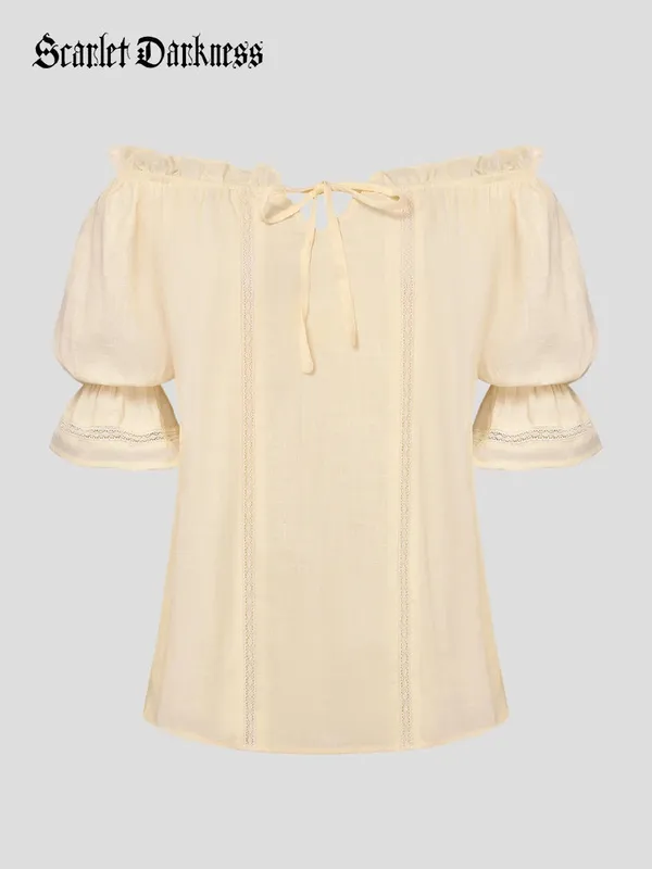 Black Peasant Cotton Top