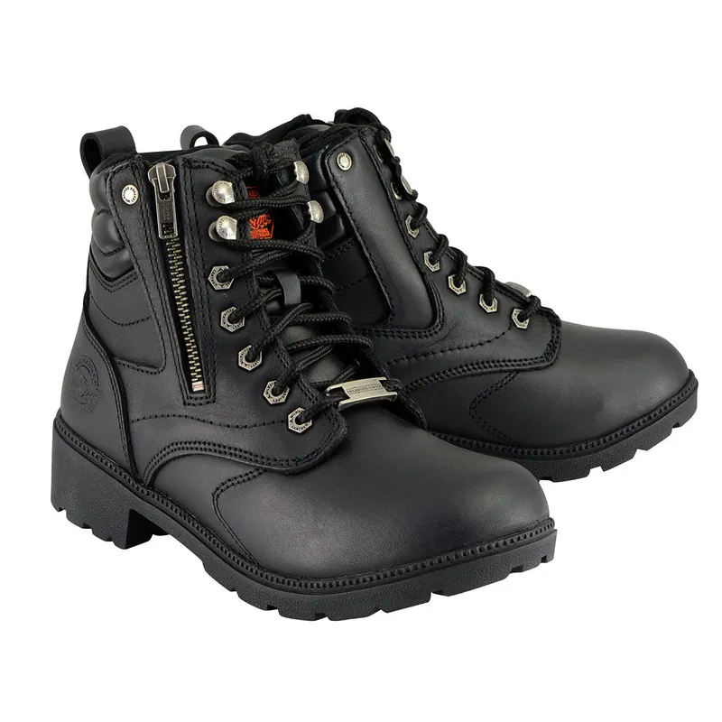 Black Plain-Toe Leather Boots