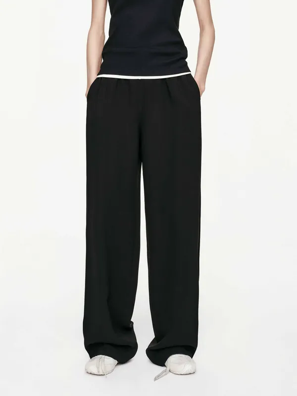 Black Relaxed Straight Trousers