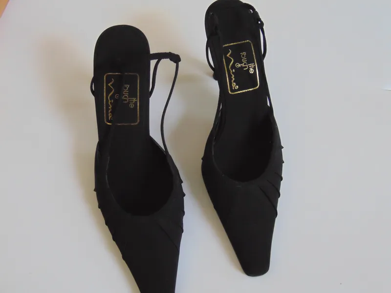 Black Satin Kitten Heels