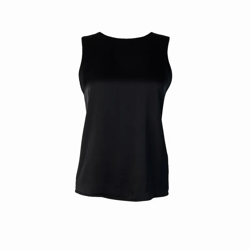 Black Satin Sleeveless Top