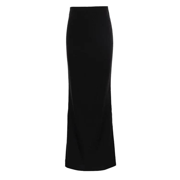 Black Seamless Long Skirt