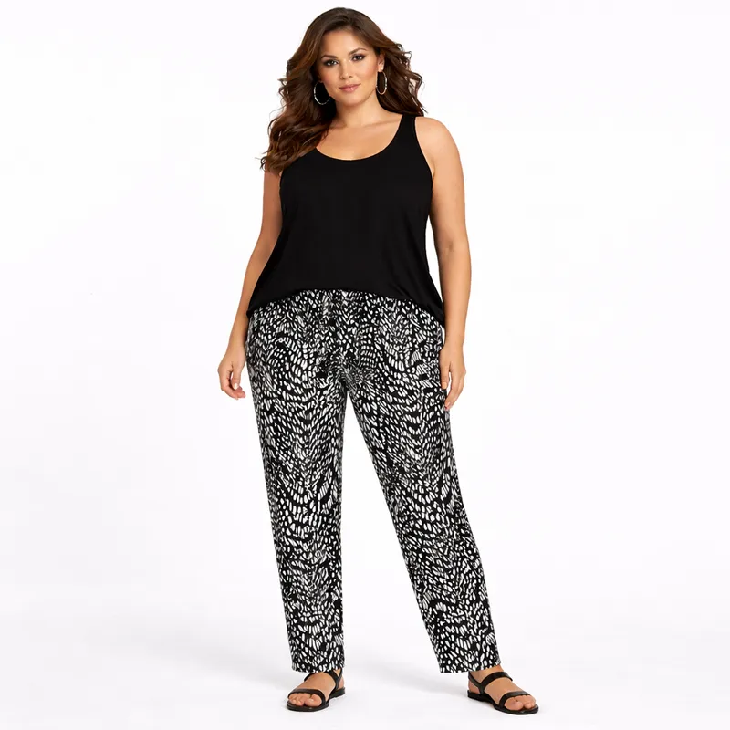 Black Stone Speckled Elastic Waist Trousers