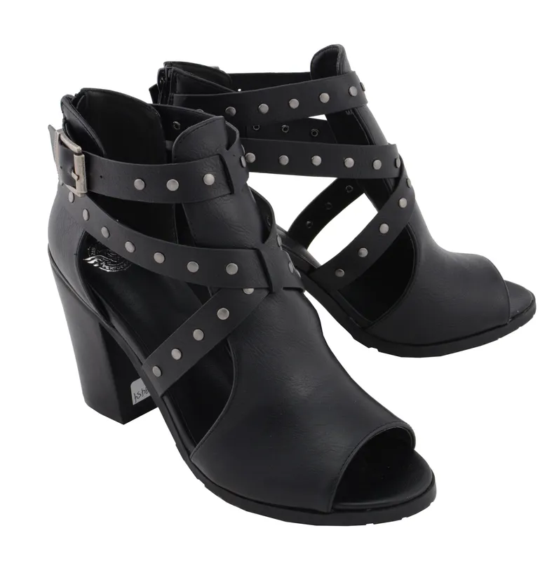 Black Studded Strap Fashion Shoes