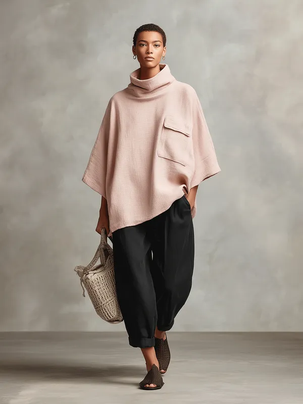 Black Textured Trousers