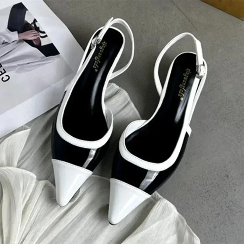 Black White Low Heeled
