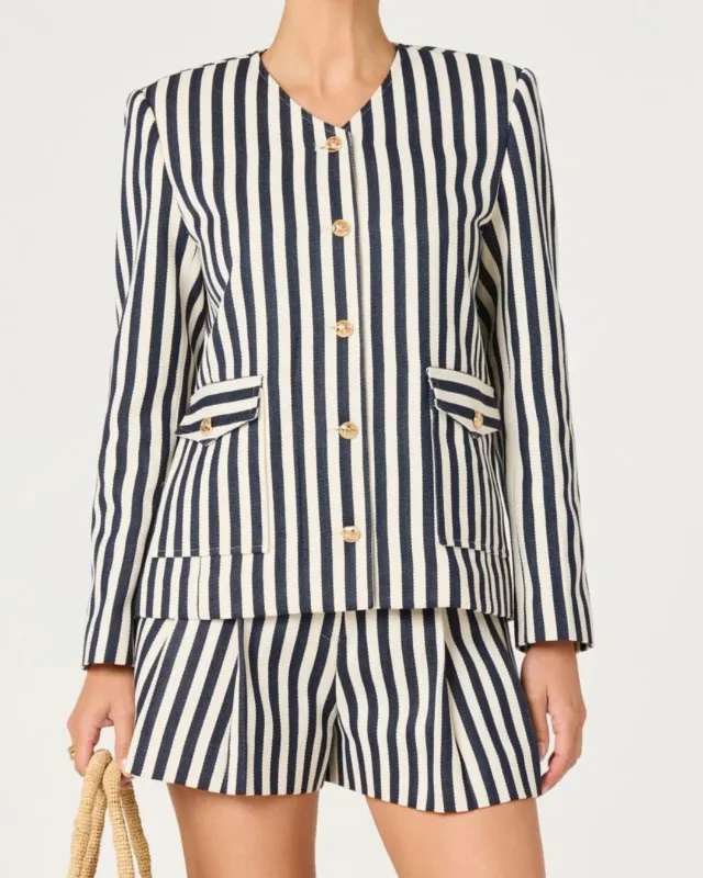 Blazer Stripe Blazer In Cream Navy