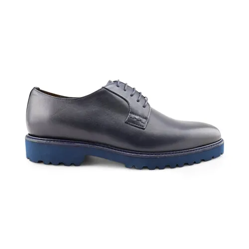Blue Leather Derby Shoes