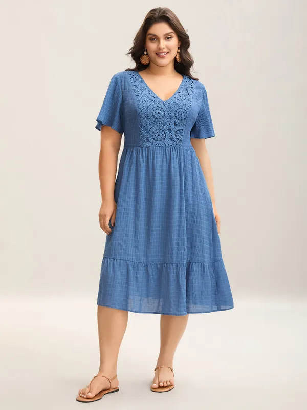 Blue Tiered Midi Dress