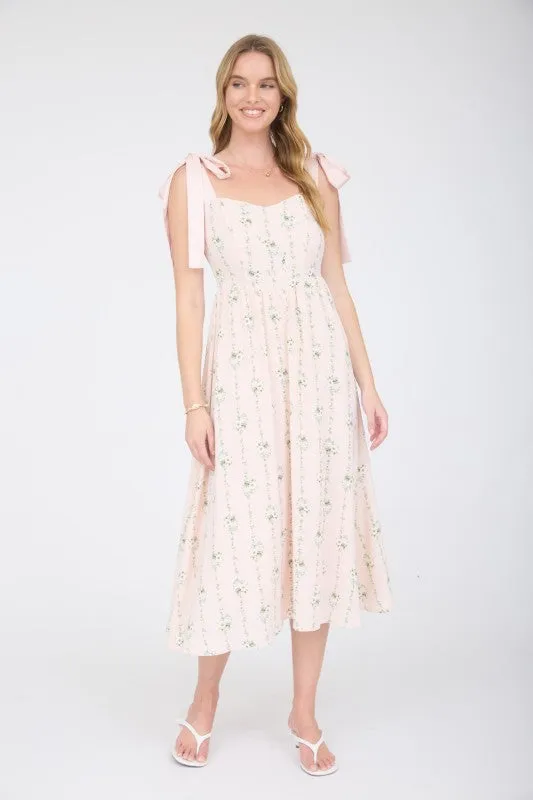 Blush Floral Midi Dress