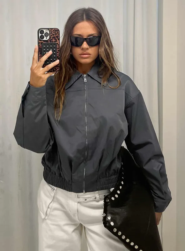 Bomber Jacket Call You Up Bomber Jacket Charcoal