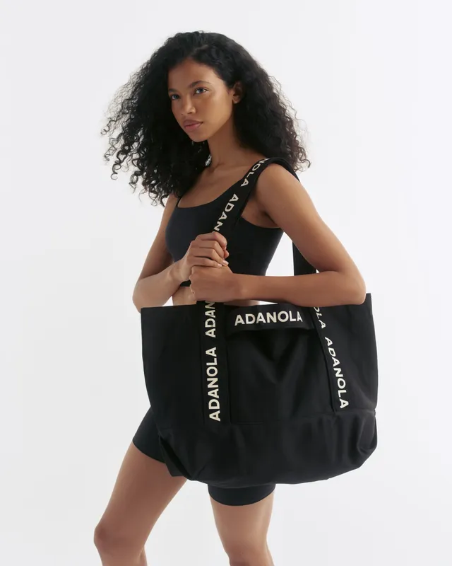 Branded Strap Tote Bag Black Cream