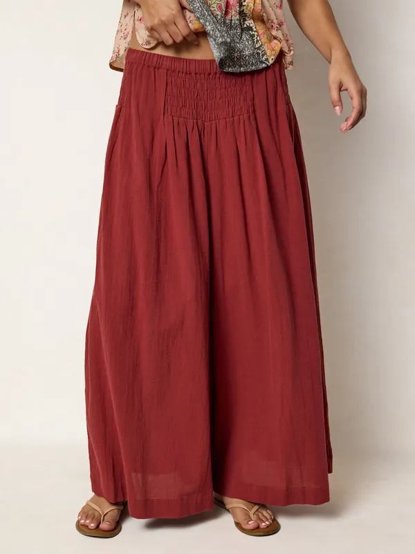 Breezy Cotton Wide Leg Pants Terracotta