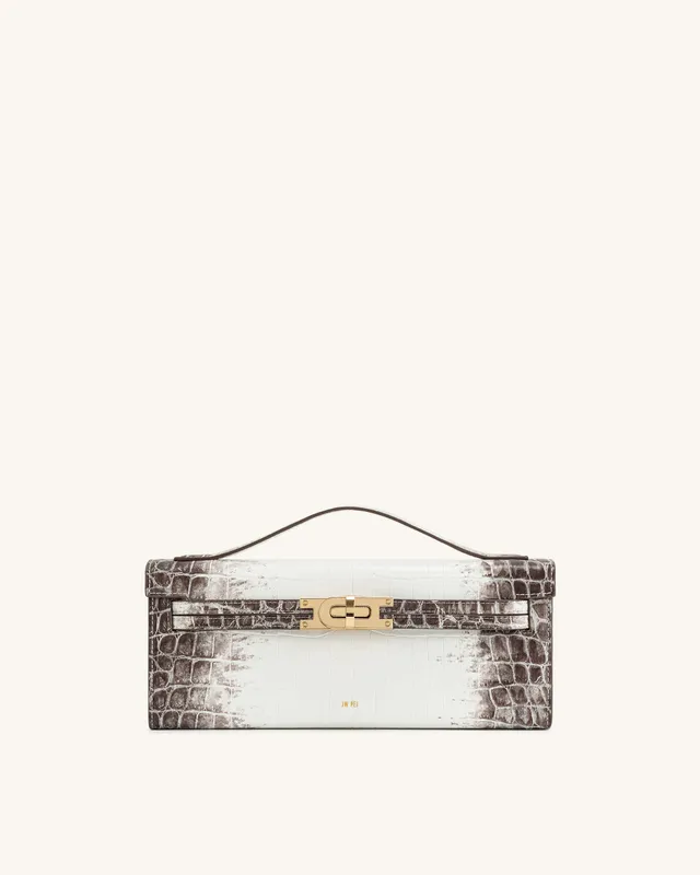 Bria Structured Top Handle Bag White Croc