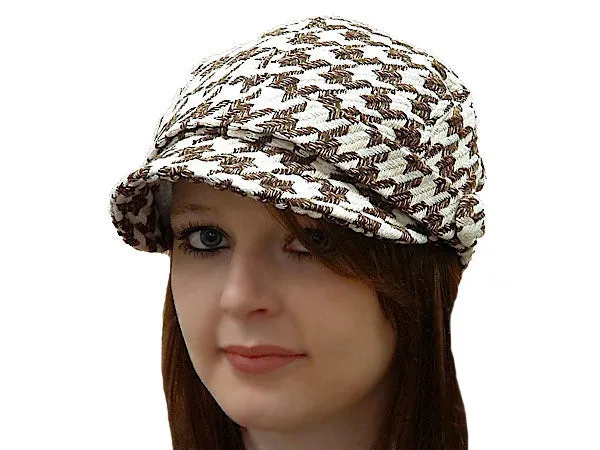 Brown And White Check Cap
