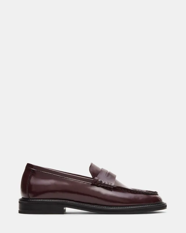 Burgundy Box Leather Loafers