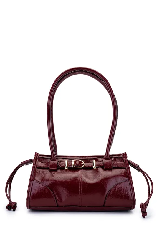 Burgundy Faux Leather ' Shoulder Bag