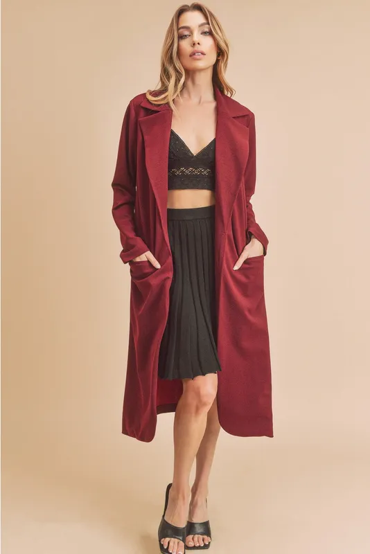 Burgundy Longline Coat