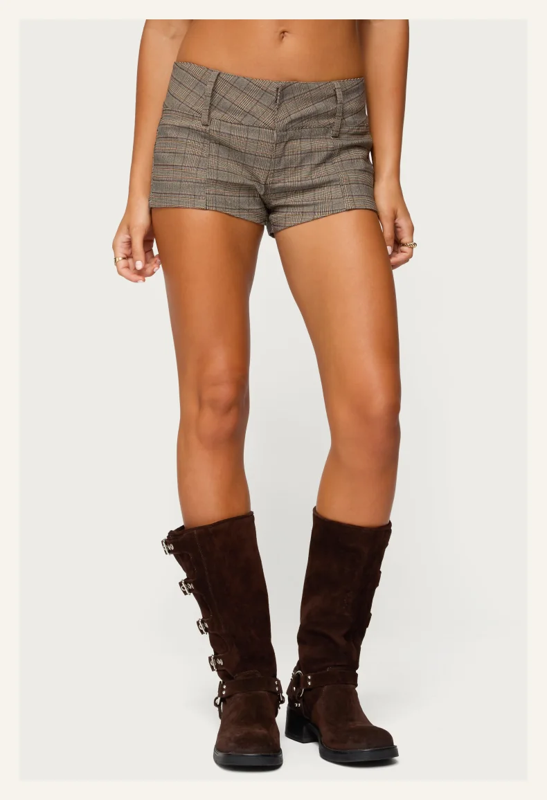 Ayvey Plaid Tailored Micro Shorts