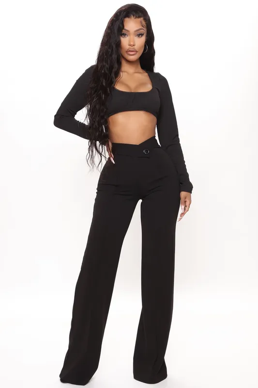 Call It Even Wide Leg Dress Pants Black