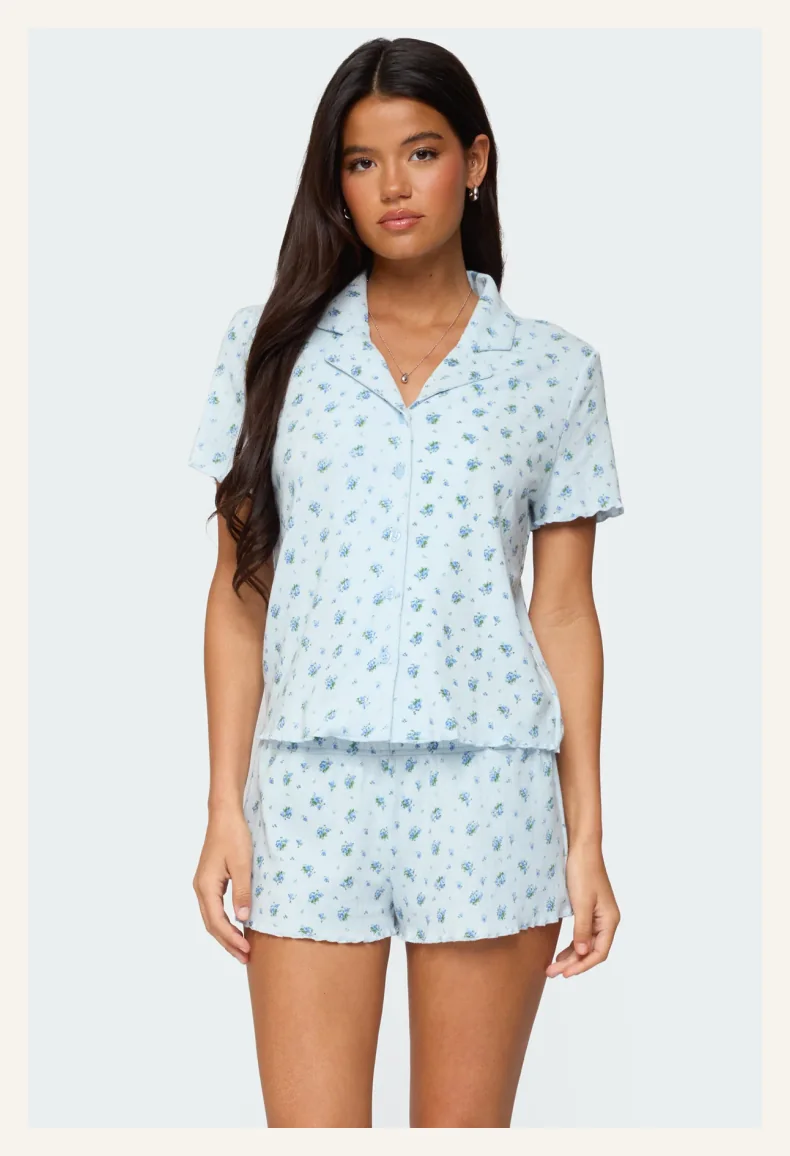 Camden Floral Pointelle Button Up Shirt