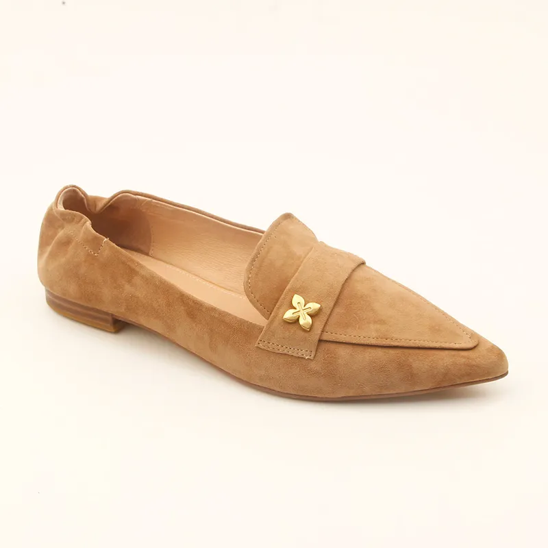 Camel Suede Pointed Flats