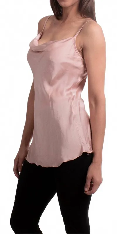 Carlotta Satin Sleeveless Top In Dusty Rose