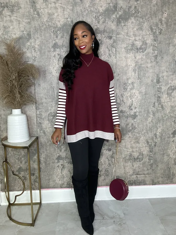 Cashmere Feels Sweater- Burgundy