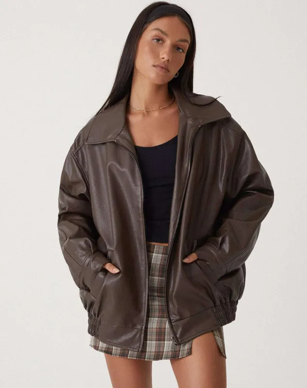 Casual Oversized Zip Front Jacket