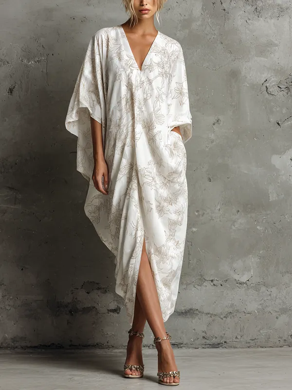 ' Casual White Cotton Blend Floral
