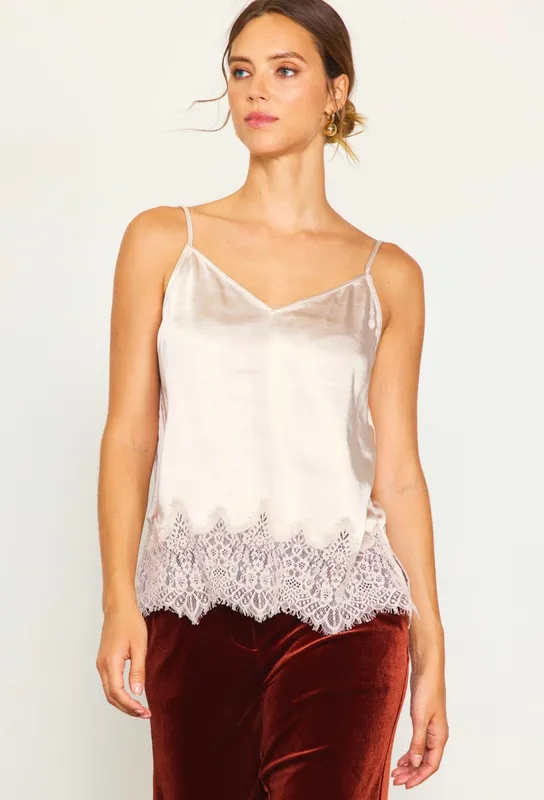 Champagne Satin Lace Cami