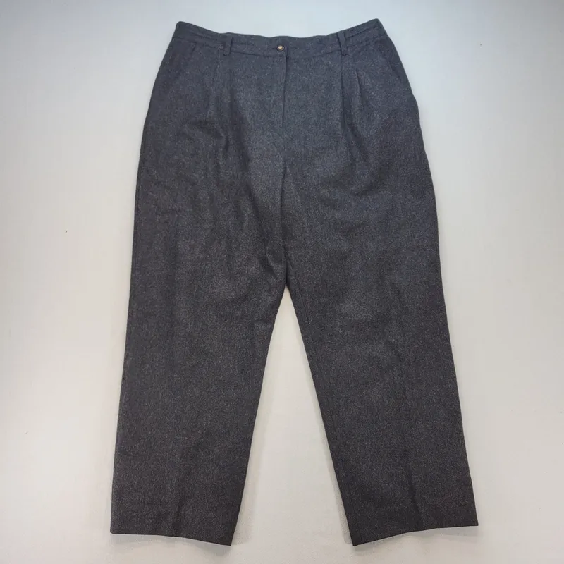 Charcoal Pleated Wool Trousers