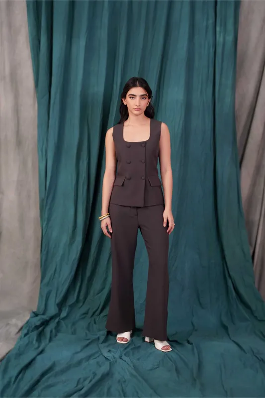 Charcoal Straight Trousers