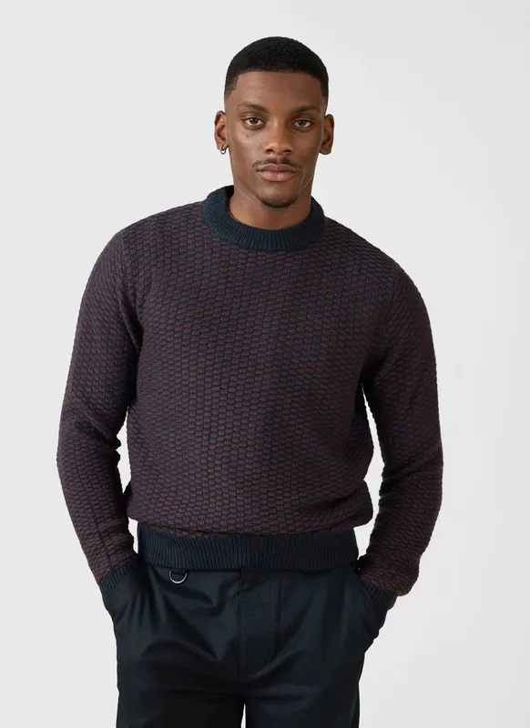 Charlestown Knitted Jumper Navy Burgundy