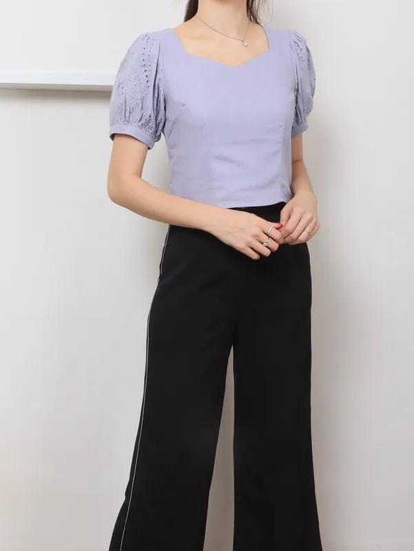 Charm Eyelet Sleeve Blouse Lilac