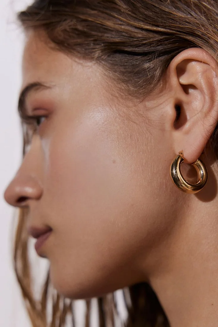 Clean Medium Tube Hoop Earring