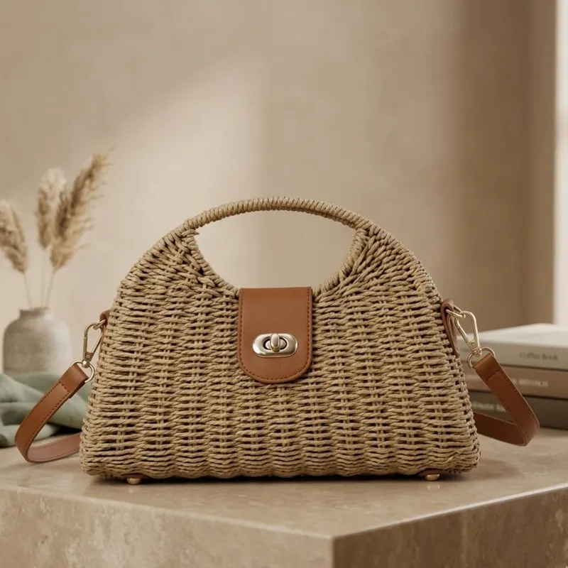 Chic Straw Woven Crossbody Shoulder Bag