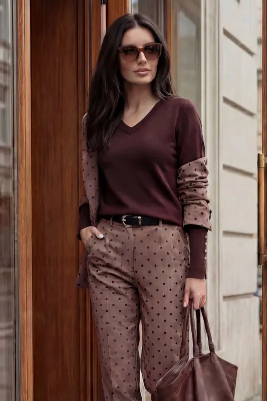Chocolate Knit V Top