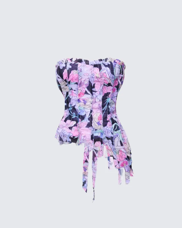 Claudette Black Printed Chiffon
