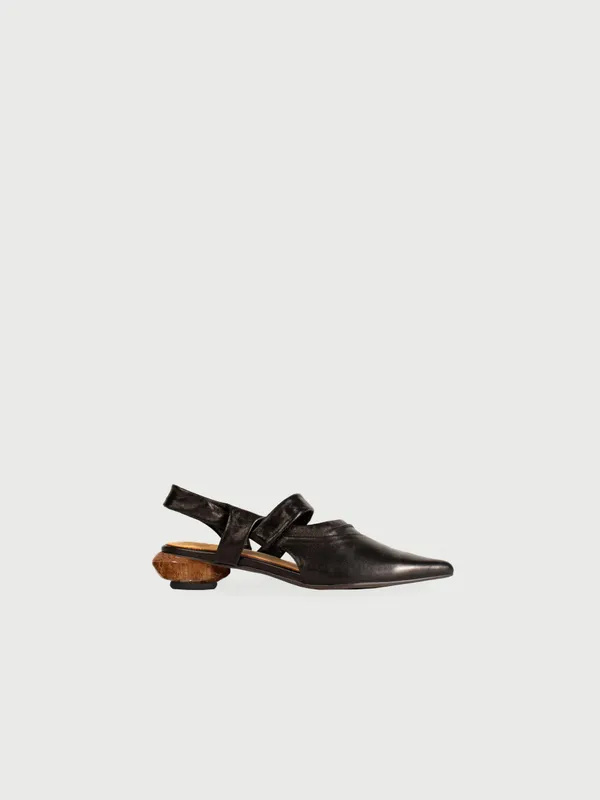 Cleo ◈ Pointed Crepe Draped Marble Heel Slingback