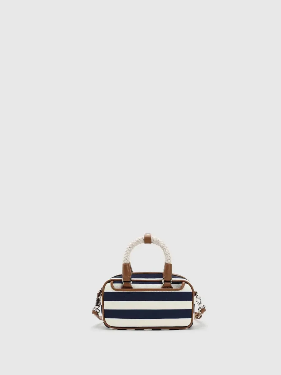 Contrast Striped Mini Handle Bag