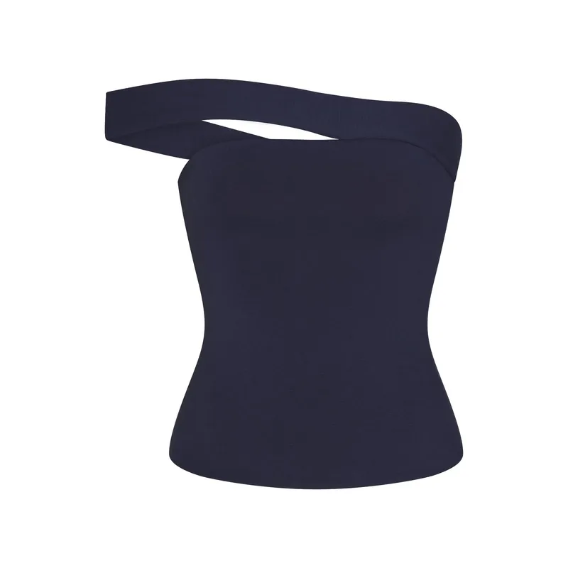 Cotton Jersey Asymmetrical Top Navy