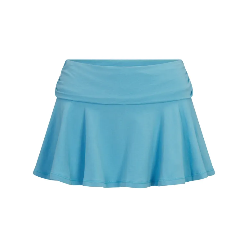 Cotton Jersey Foldover Mini Skort Water